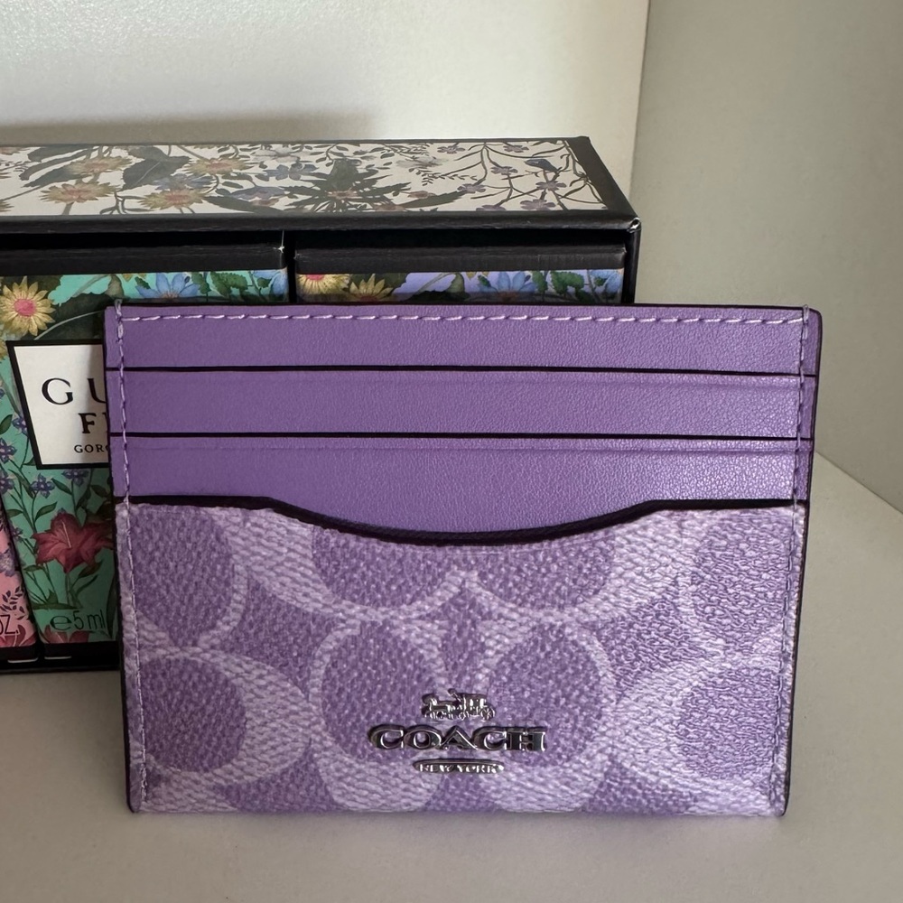 Coach | Purple Monogram Card Holder NWT